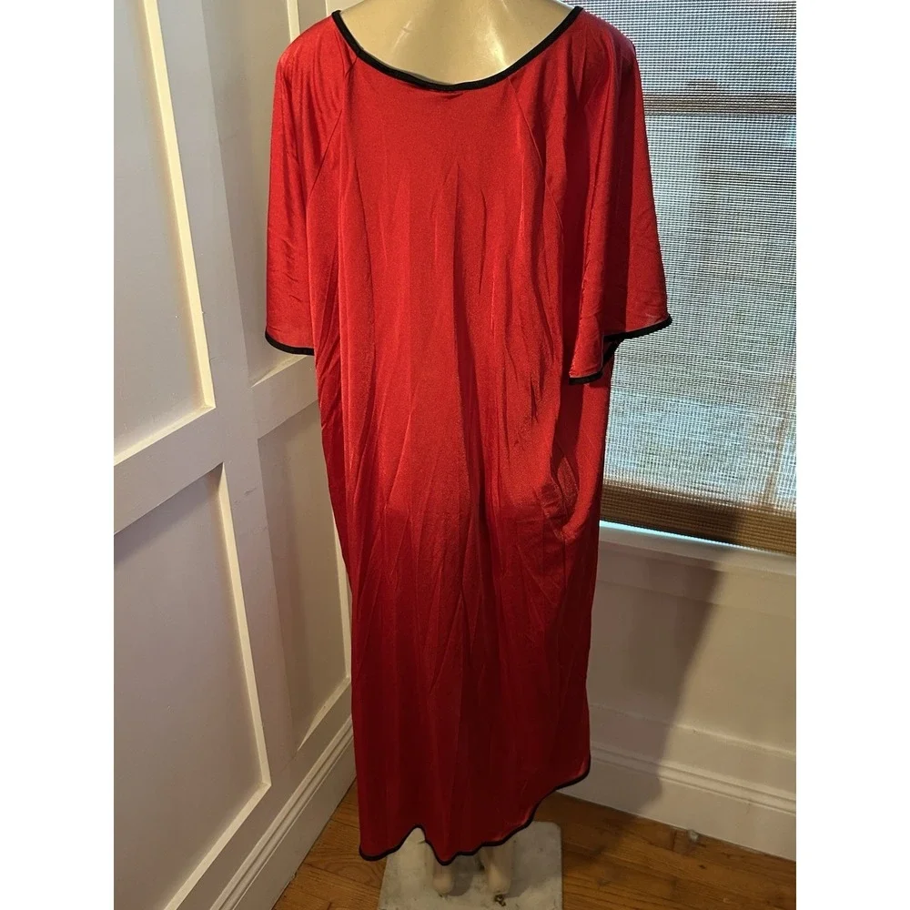 Only Necessities Red Nightgown Nylon Short Flutter Sleeve Long Size 26/28 2X
